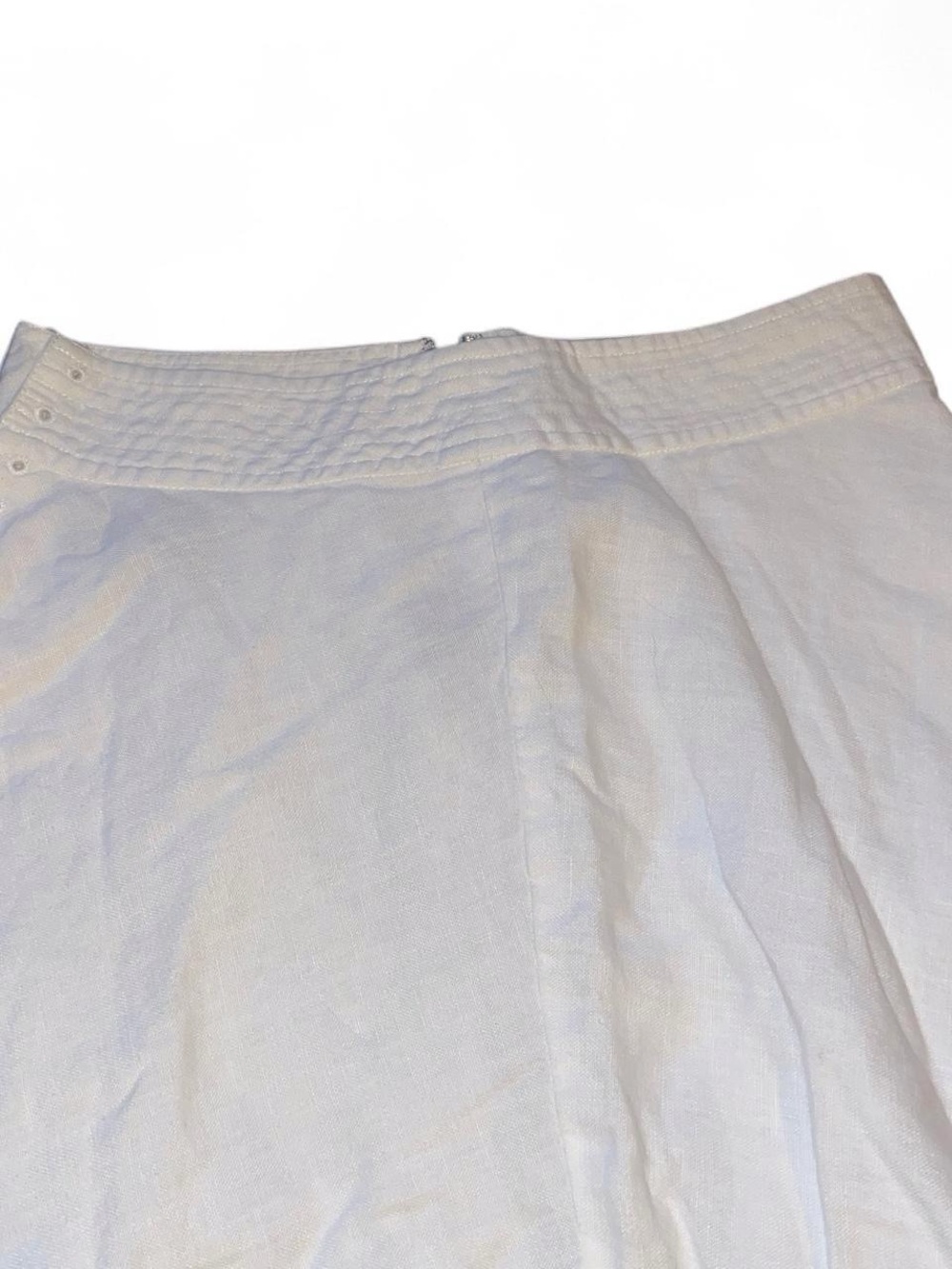 100% Linen/Cotton Ralph Lauren Crispy White A-Line Midi Skirt Summer Wedding - Picture 2 of 5